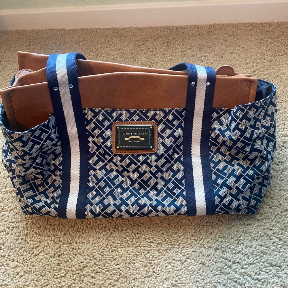 Tommy Hilfiger Blue and Tan Women's Bag